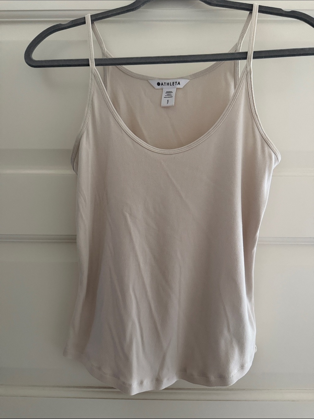 Athleta Light Cream Ribbed Spaghetti-Strap Tank